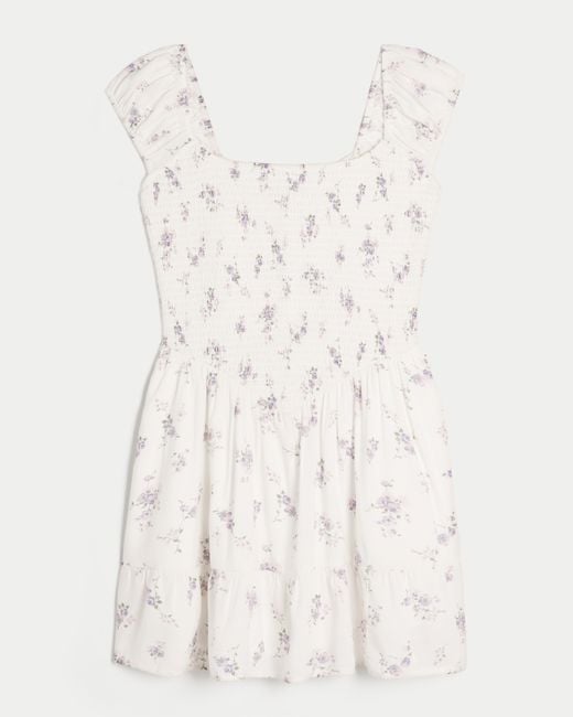 Hollister Natural Smocked V-waist Mini Skort Dress