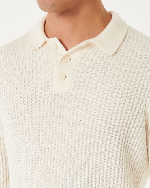 Hollister Natural Long-sleeve Sweater Polo for men