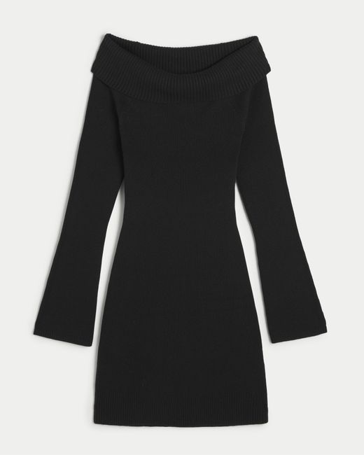 Hollister Black Off-the-shoulder Sweater Dress