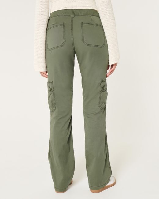 Hollister Green Mid-rise Relaxed Cargo Boot Pants