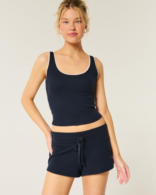 Hollister Blue Gilly Hicks Cozy Waffle Mini Shorts