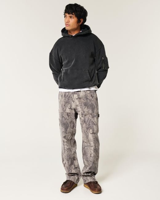 Hollister Gray Camo Baggy Carpenter Jeans for men