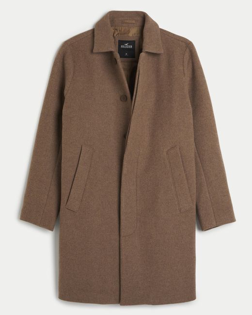 Hollister Brown Wool Blend Coat for men