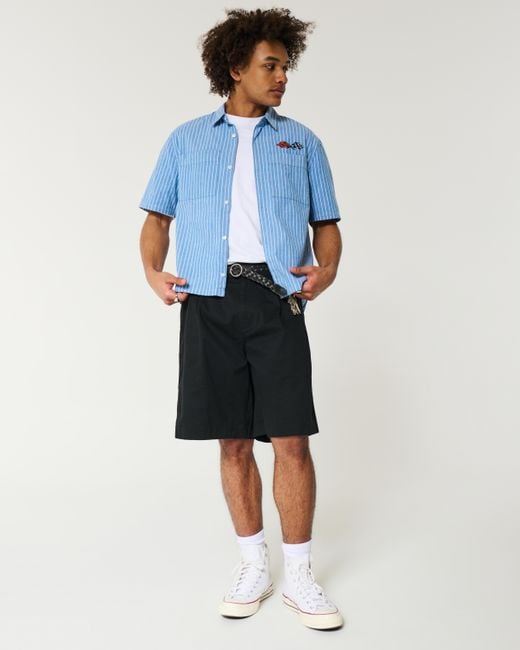 Hollister Black Above-the-knee Baggy Bermuda Flex Waist Shorts for men