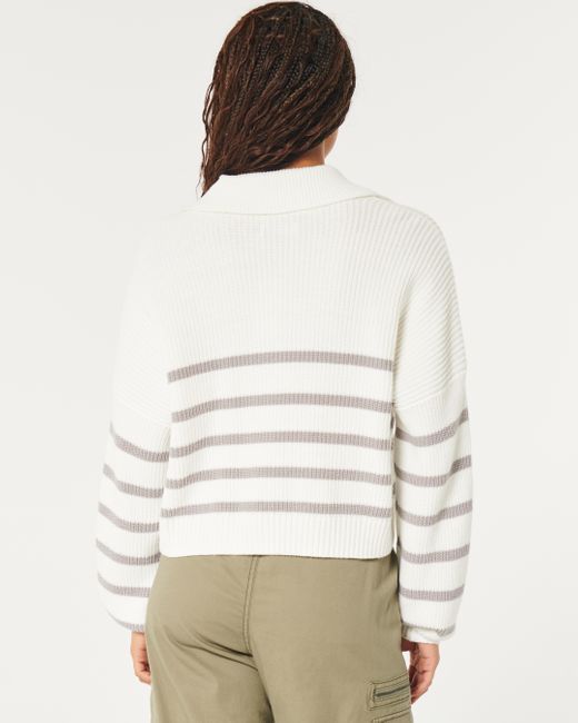 Hollister Natural Easy Long-sleeve Polo Sweater