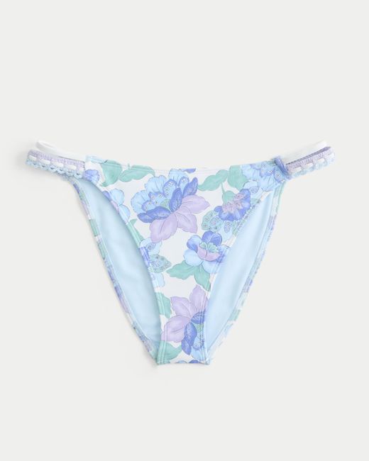 Hollister Blue Cheeky Bikinihose aus Häkelmischung mit hohem Beinausschnitt