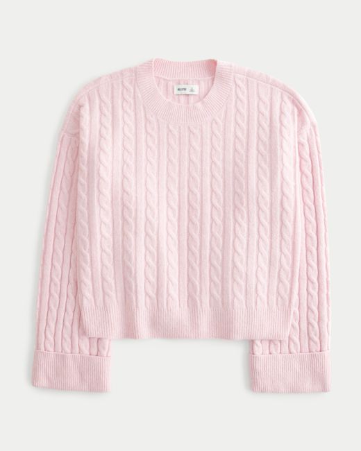 Hollister Pink Easy Cable-knit Crew Sweater
