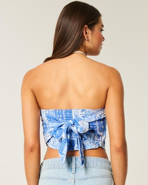 Hollister Blue Easy Pattern Bandana Top