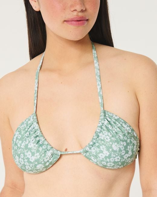 Hollister Green Ribbed Multi-way Triangle Bikini Top