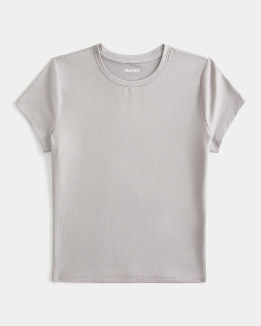 Hollister Gray Lang geschnittenes Baby-Tee aus weichem, nahtlosem Stretchmaterial
