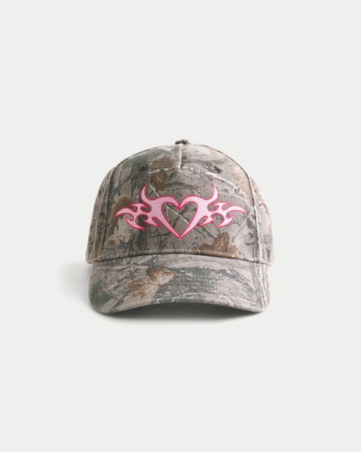 Hollister Multicolor Heart Flame Graphic Camo Baseball Hat for men