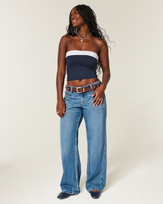 Hollister Blue Taylor Nahtloses wendbares Schlauchoberteil aus Stoff