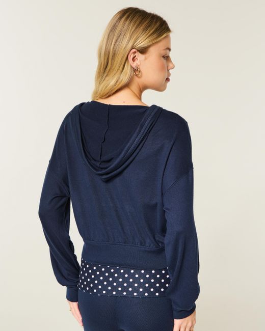 Hollister Blue Always Cozy V-neck Hoodie