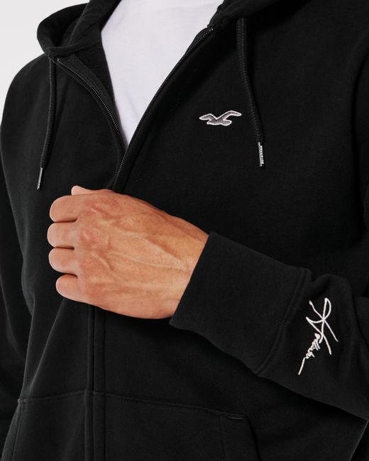 Hollister Full zip Logo Icon Terry Hoodie in Black for Men Lyst UK
