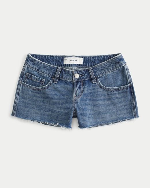 Hollister Blue Ultra Low-rise Medium Wash Denim Mini Shorts