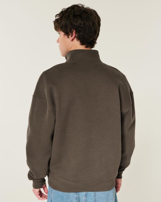 Hollister Green Boxy Quarter-zip Logo Graphic Sweatshirt for men