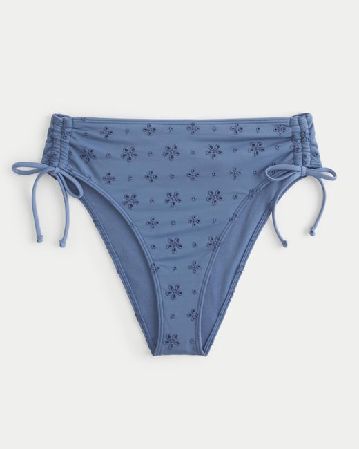 Hollister Blue Curvy Eyelet High-leg High-waist Cheeky Bikini Bottom