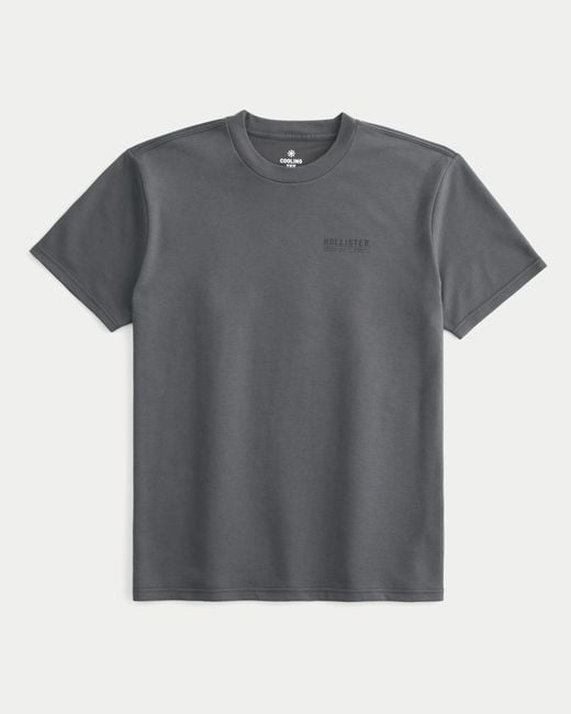 Hollister Gray Relaxed Logo Cooling Tee for men