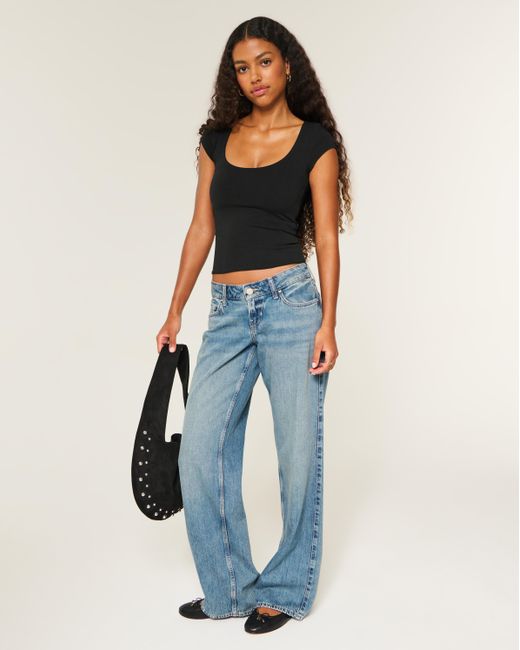 Hollister Black Must-have Basics Scoop/crew T-shirt
