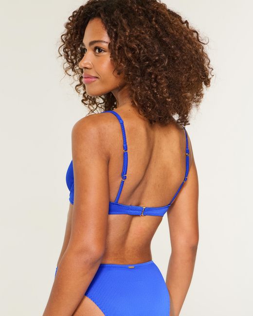 Hollister Blue High Apex Ribbed Underwire Bikini Top