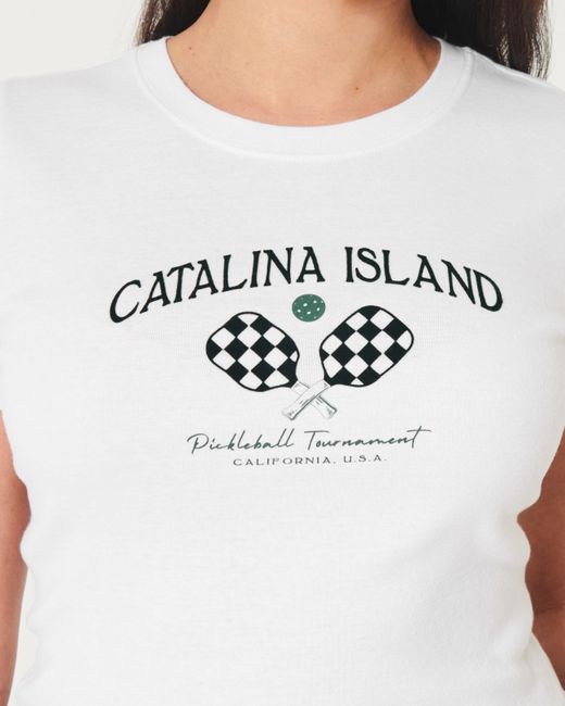 Hollister White Catalina Island Pickleball Graphic Baby Tee