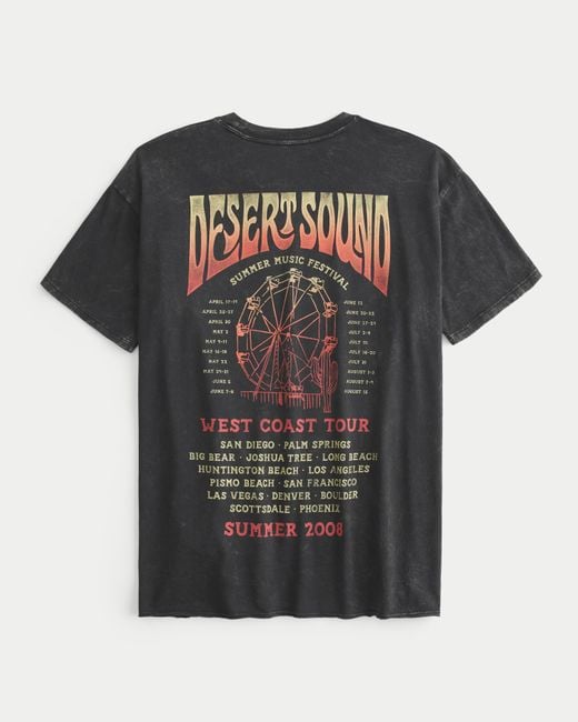 Hollister Black Oversized Tee mit Desert Sound Print