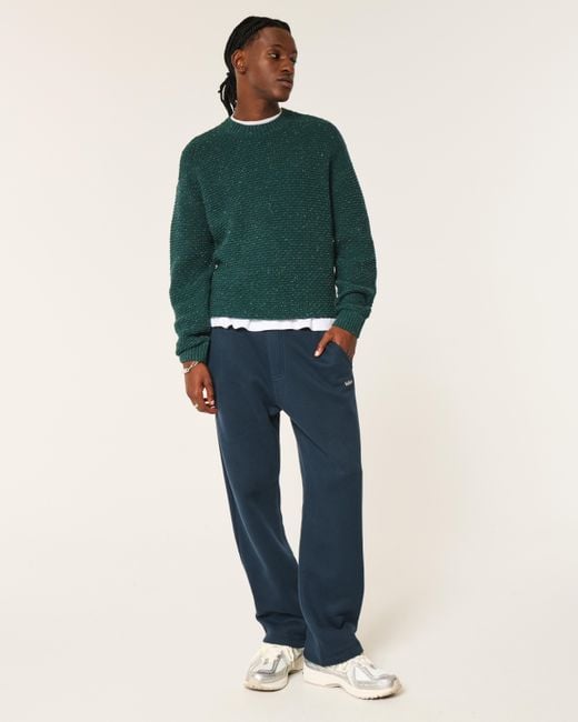 Hollister Kastenförmiger Pullover mit Zopfmuster und Rundhalsausschnitt in Green für Herren