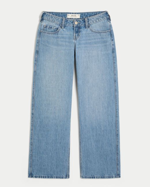 Hollister Blue Ultra Low-rise Medium Wash Baggy Jeans