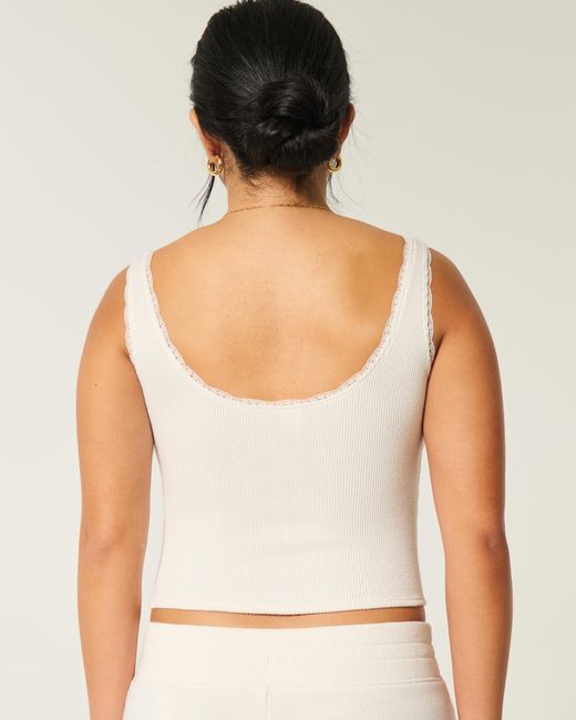 Hollister Natural Gilly Hicks Cozy Waffle Lace Trim Tank