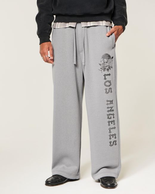 Hollister Superweite Jogginghose mit Los Angeles-Grafik in Gray für Herren