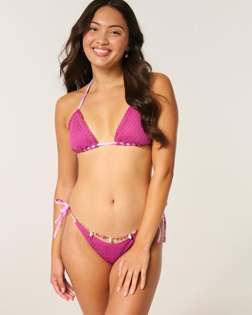 Hollister Pink Crochet-style Side-tie Cheeky Bikini Bottom