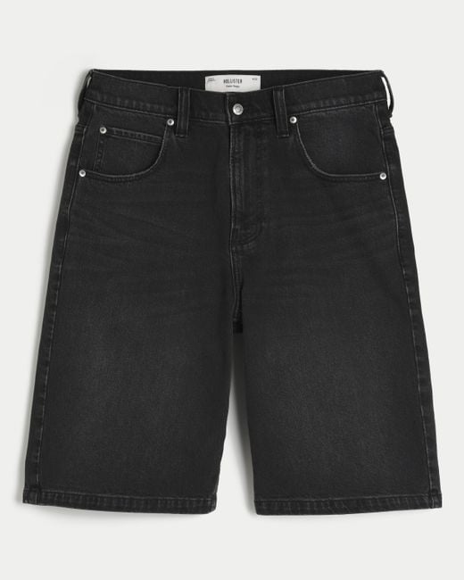 Hollister Black Super Baggy Jean Shorts for men