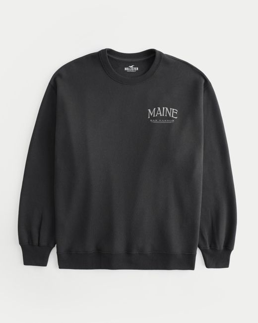 Hollister Black Oversized Sweatshirt mit Bar Harbor Maine-Grafik