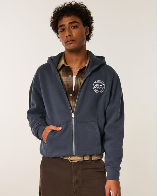 Hollister Kastiger Hoodie mit Ford-Grafik und Reißverschluss in Gray für Herren