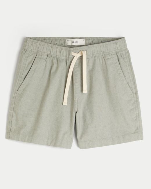 Hollister Gray Mid-thigh Linen-blend Pull-on Shorts for men