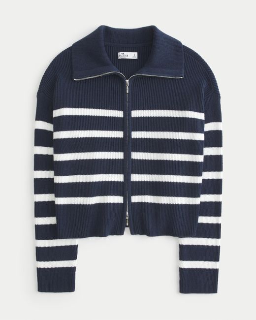 Hollister Blue Easy Zip-up Sweater