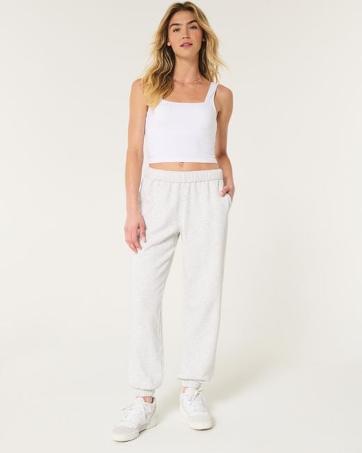 Hollister Feel Good Adjustable Rise Fleece Dad Joggers in White Lyst UK