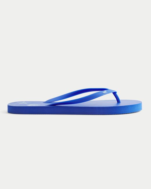 Hollister Blue Graphic Rubber Flip Flops