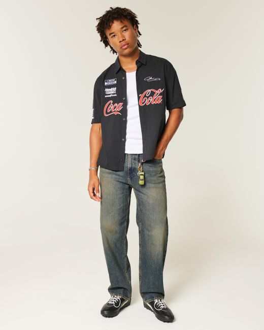 Hollister Blue Dark Wash Baggy Jeans for men