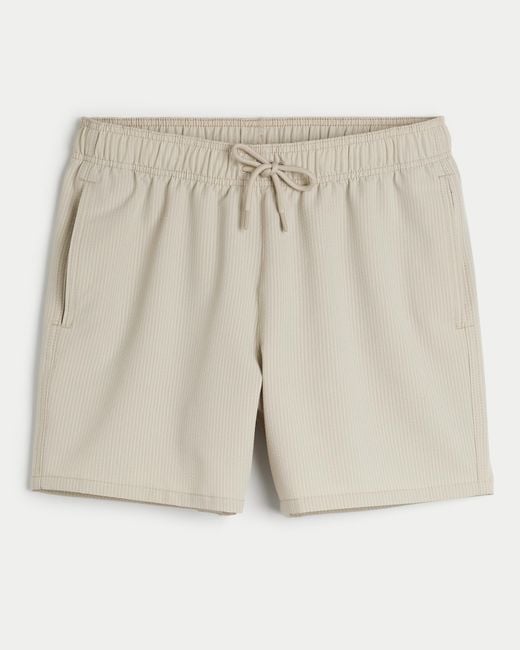 Hollister Seersucker Guard Swim Trunks 5 in Natural for Men Lyst UK
