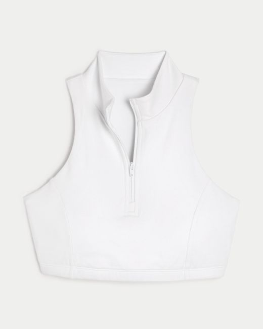 Hollister White Gilly Hicks Active Recharge High-neck Quarter-zip Top
