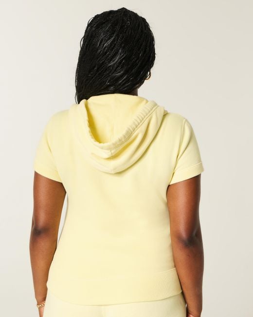 Hollister Yellow Hollister Feel Good Short-sleeve Zip-up Hoodie