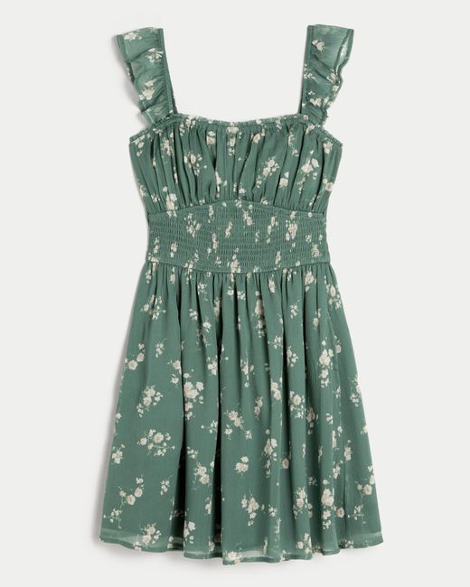 Hollister Green Hollister Saidie Chiffon Flutter Sleeve Mini Dress