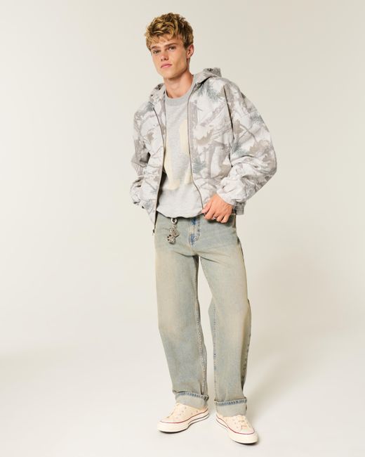 Hollister Gray Camo Skater Jacket for men