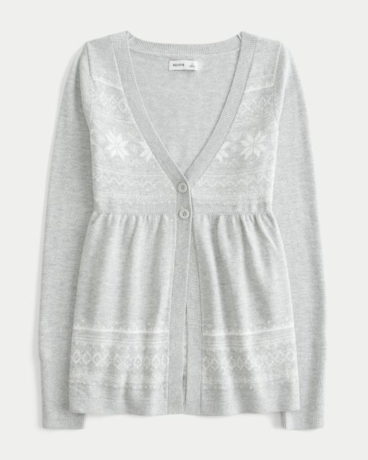 Hollister Gray Long-sleeve Flyaway Babydoll Cardigan