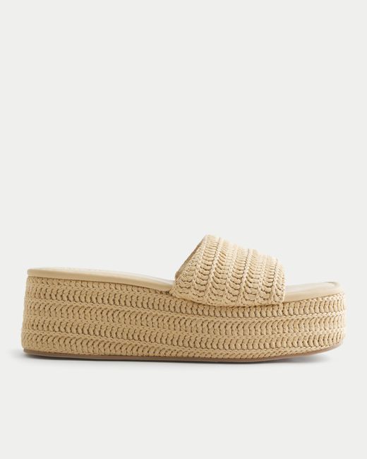 Hollister Natural Raffia Platform Sandals