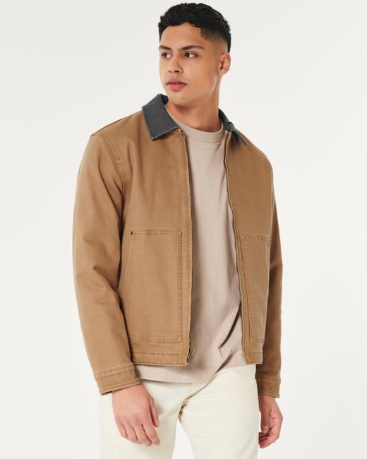 Hollister Brown Faux Shearling-lined Workwear Jacket for men