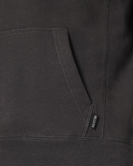 Hollister Black Relaxed Heavyweight Hoodie for men