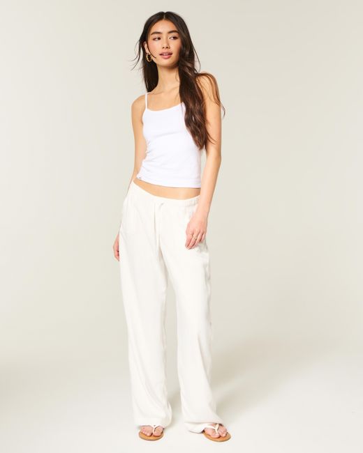 Hollister White Pull-on Baggy Pants