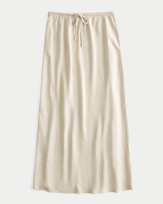 Hollister Natural Linen Blend Maxi Skirt